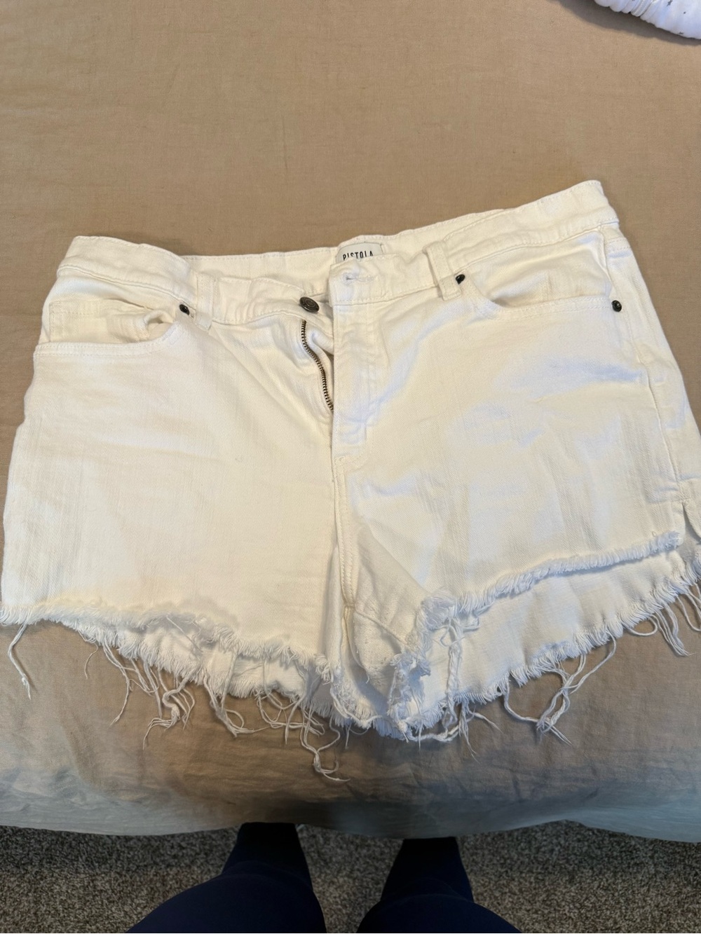 pistola White Raw-Hem Frayed Denim Shorts